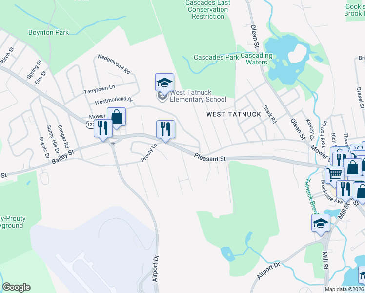 map of restaurants, bars, coffee shops, grocery stores, and more near 24 Baxter Street in Worcester