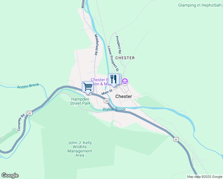 map of restaurants, bars, coffee shops, grocery stores, and more near 13 Riverfront St in Chester