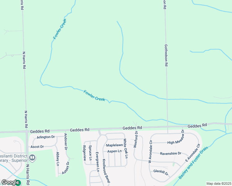 map of restaurants, bars, coffee shops, grocery stores, and more near 9625 Geddes Road in Superior Charter Township