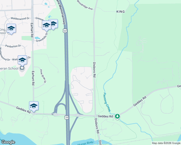 map of restaurants, bars, coffee shops, grocery stores, and more near 4458 Hillside Drive in Ann Arbor