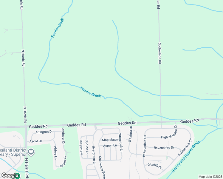map of restaurants, bars, coffee shops, grocery stores, and more near 9625 Geddes Road in Superior Charter Township
