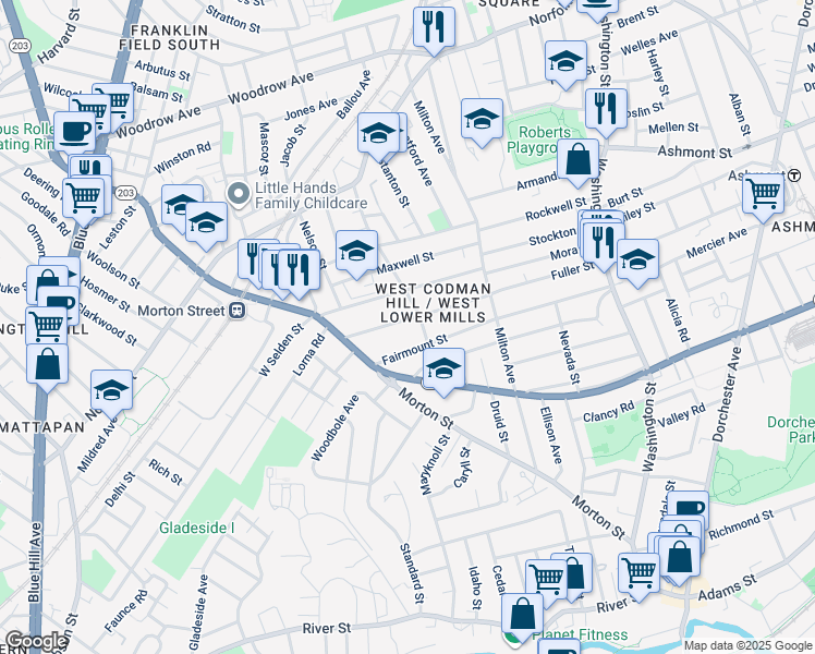 map of restaurants, bars, coffee shops, grocery stores, and more near 289 Fuller Street in Boston
