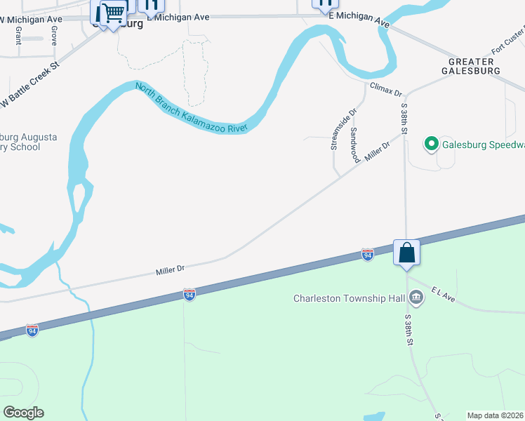 map of restaurants, bars, coffee shops, grocery stores, and more near 11451 Miller Drive in Galesburg