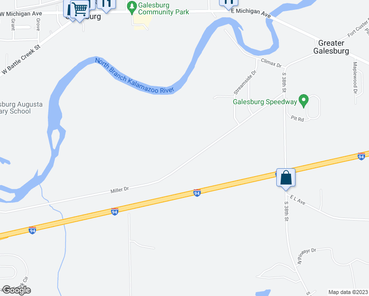 map of restaurants, bars, coffee shops, grocery stores, and more near 11407 Miller Drive in Galesburg