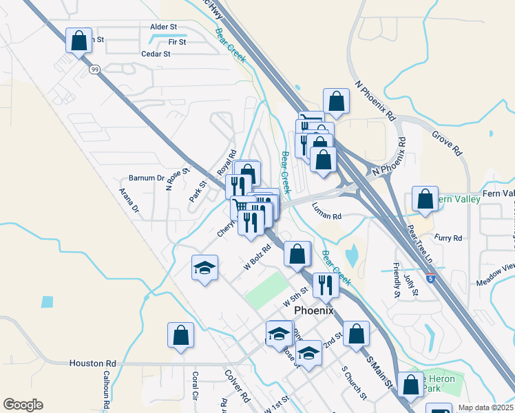 map of restaurants, bars, coffee shops, grocery stores, and more near 800 Main Street in Phoenix