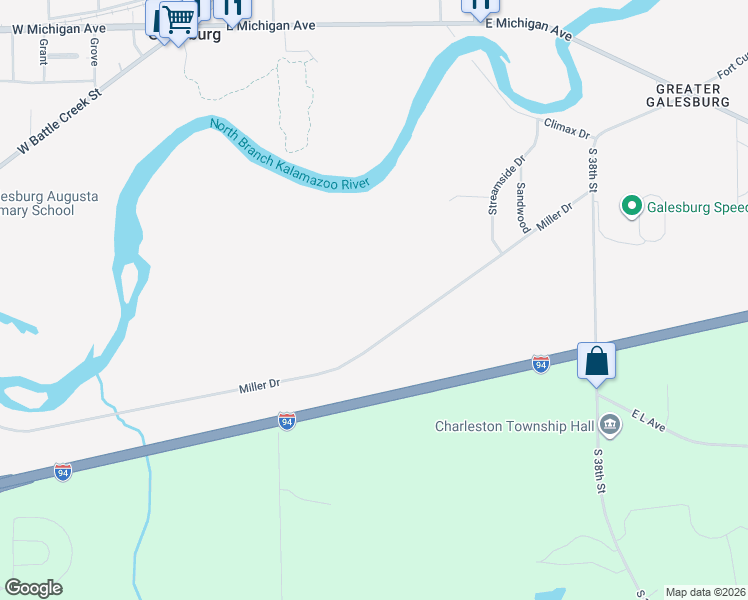 map of restaurants, bars, coffee shops, grocery stores, and more near 11407 Miller Drive in Galesburg