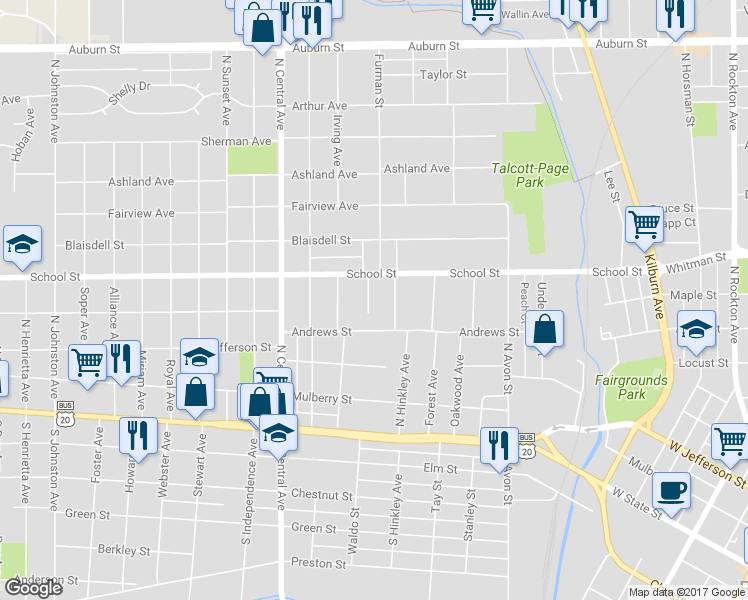 map of restaurants, bars, coffee shops, grocery stores, and more near 429 Orchard Park in Rockford