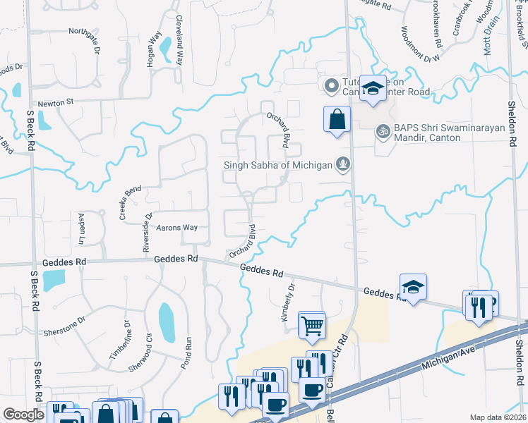 map of restaurants, bars, coffee shops, grocery stores, and more near 373-385 Redwood in Canton
