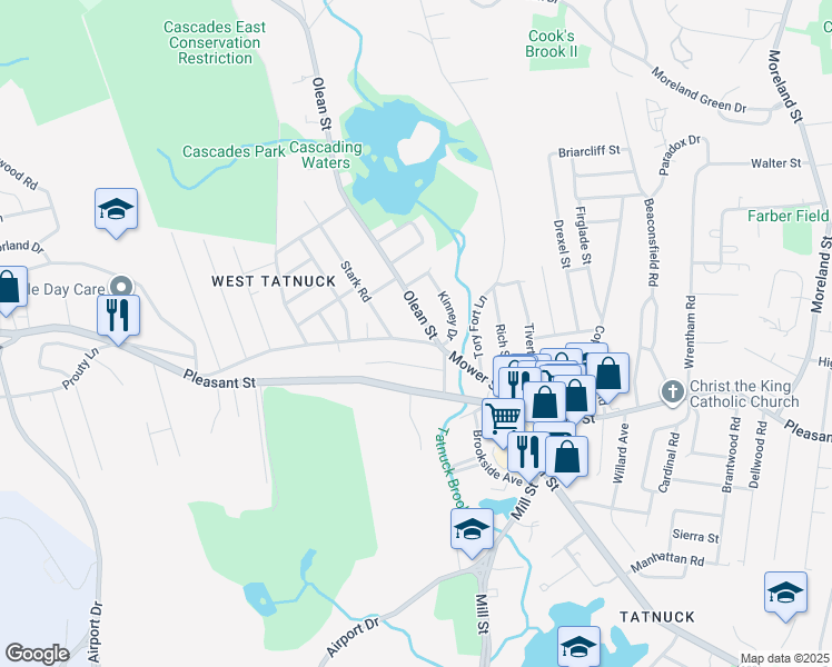 map of restaurants, bars, coffee shops, grocery stores, and more near 78 Mower St in Worcester
