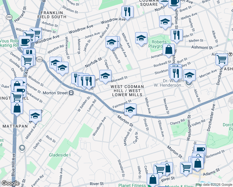 map of restaurants, bars, coffee shops, grocery stores, and more near 289 Fuller Street in Boston