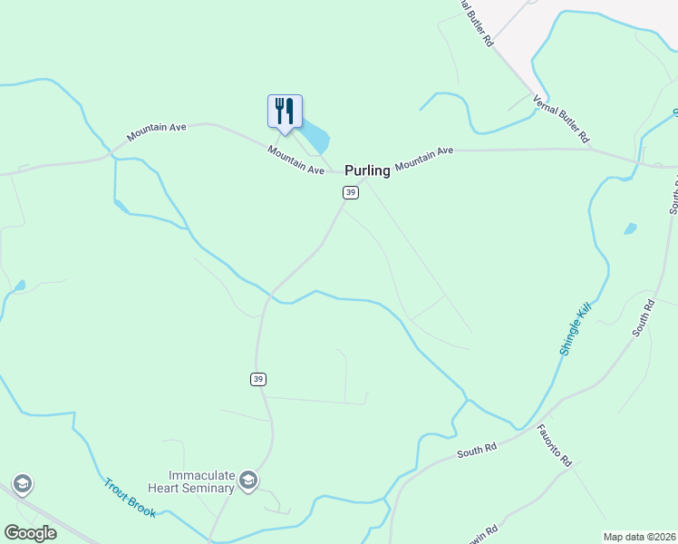 map of restaurants, bars, coffee shops, grocery stores, and more near 418 County Road 39 in Purling