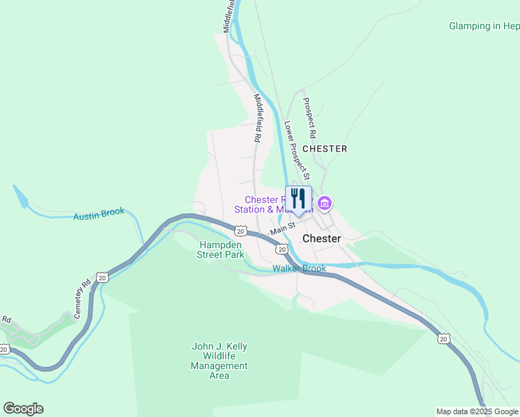 map of restaurants, bars, coffee shops, grocery stores, and more near 25 Middlefield Road in Chester