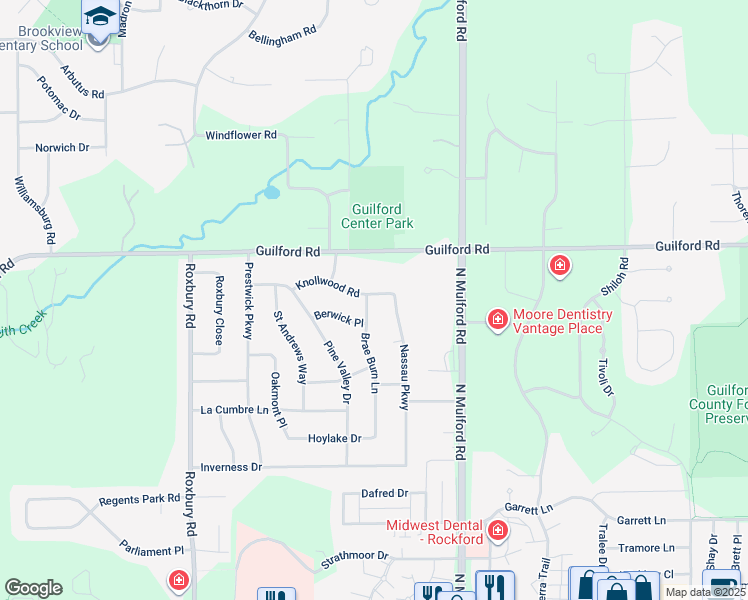 map of restaurants, bars, coffee shops, grocery stores, and more near 5747 Knollwood Road in Rockford