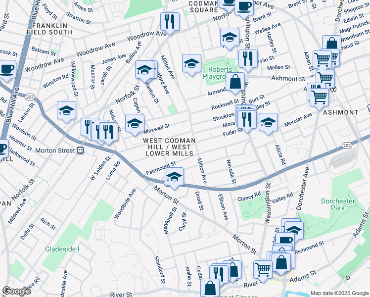 map of restaurants, bars, coffee shops, grocery stores, and more near 230 Fuller Street in Boston