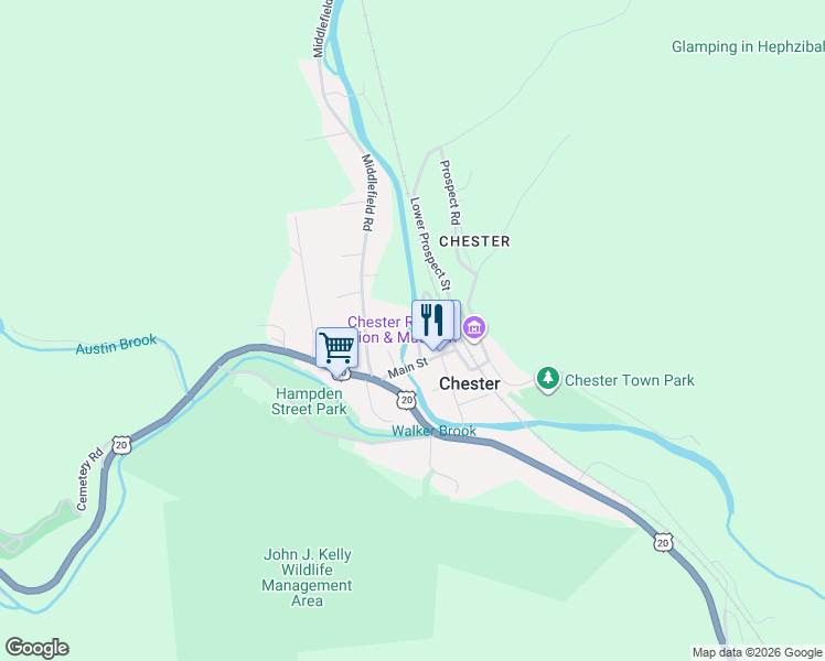 map of restaurants, bars, coffee shops, grocery stores, and more near 7-13 Riverfront Street in Chester