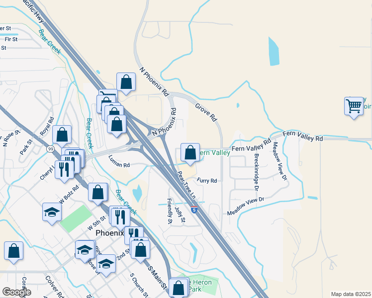 map of restaurants, bars, coffee shops, grocery stores, and more near Fern Valley Road in Phoenix