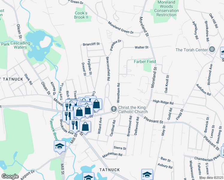 map of restaurants, bars, coffee shops, grocery stores, and more near 31 Beaconsfield Road in Worcester