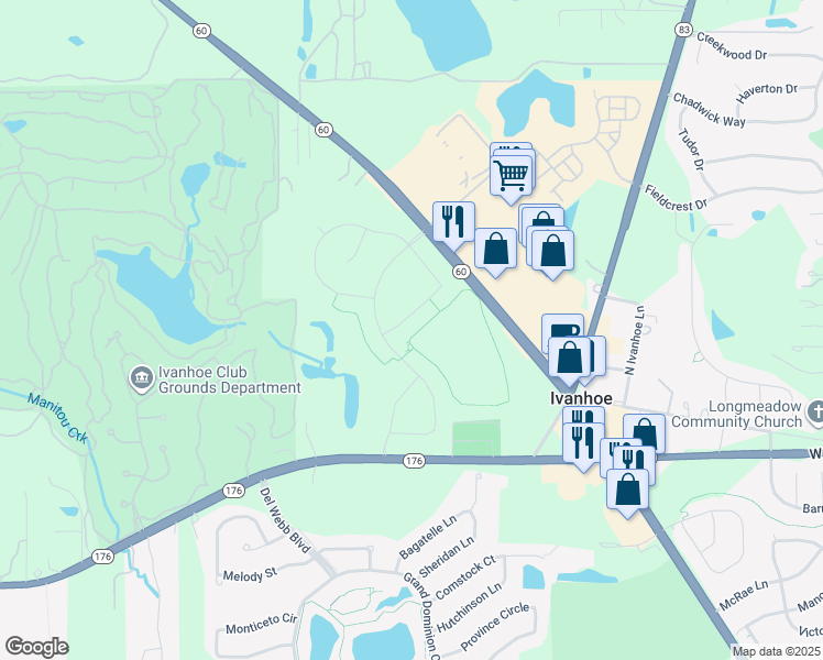 map of restaurants, bars, coffee shops, grocery stores, and more near 21272 Illinois 176 in Mundelein