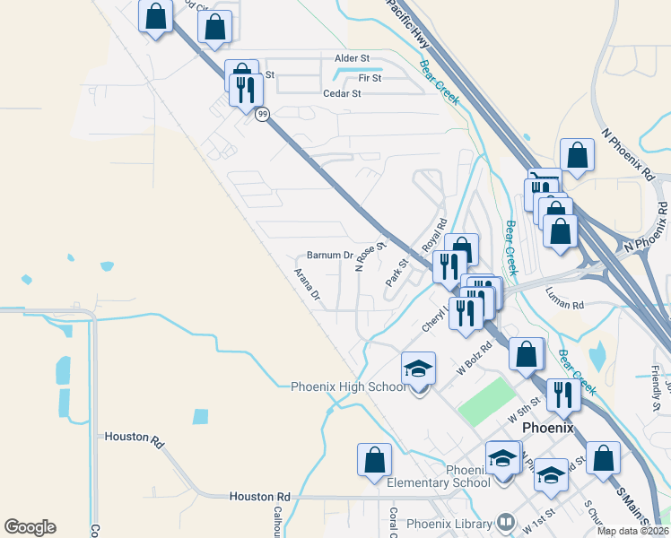 map of restaurants, bars, coffee shops, grocery stores, and more near 513 Orchard Place in Phoenix