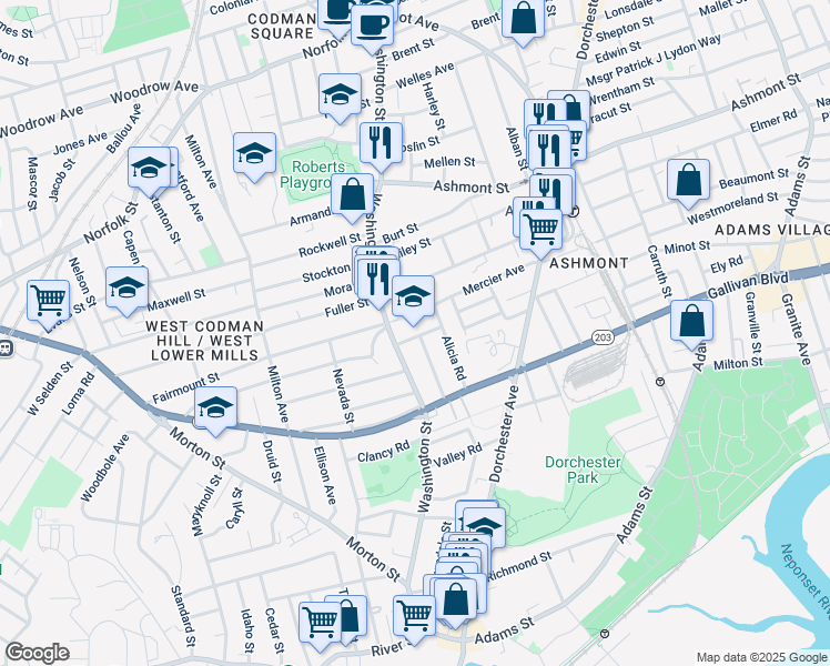 map of restaurants, bars, coffee shops, grocery stores, and more near 18 Croftland Avenue in Boston