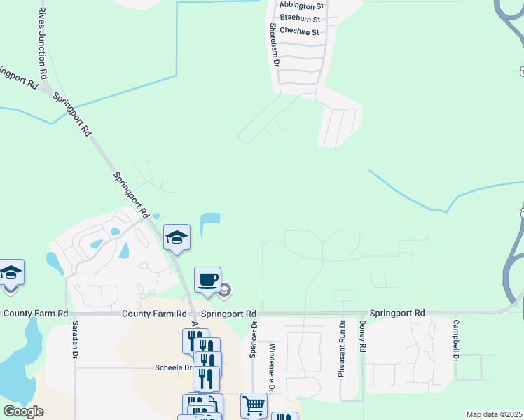 map of restaurants, bars, coffee shops, grocery stores, and more near 2530 Springport Road in Jackson