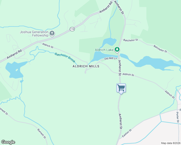 map of restaurants, bars, coffee shops, grocery stores, and more near 56 Aldrich Street in Granby