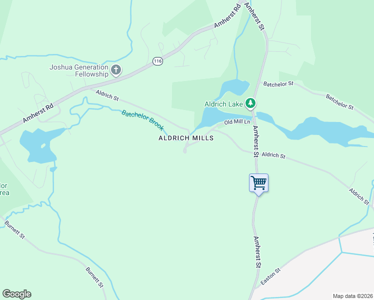 map of restaurants, bars, coffee shops, grocery stores, and more near 56 Aldrich Street in Granby