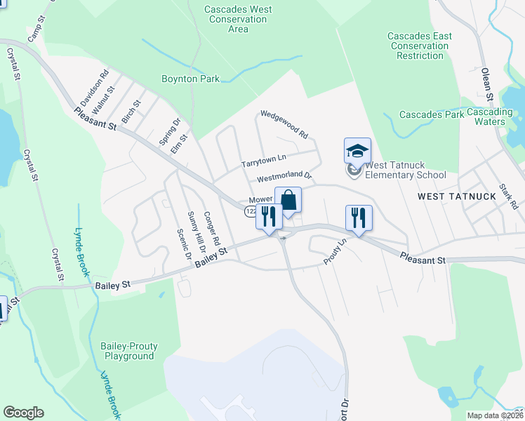 map of restaurants, bars, coffee shops, grocery stores, and more near 438 Mower Street in Worcester