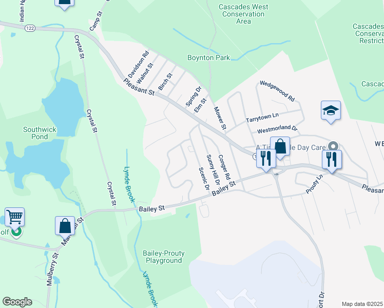 map of restaurants, bars, coffee shops, grocery stores, and more near 29 Sunny Hill Drive in Worcester
