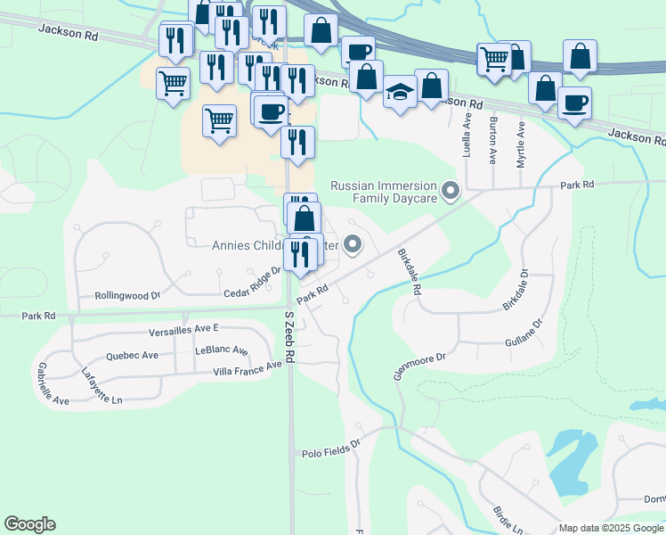 map of restaurants, bars, coffee shops, grocery stores, and more near 301 Scio Village Court in Ann Arbor
