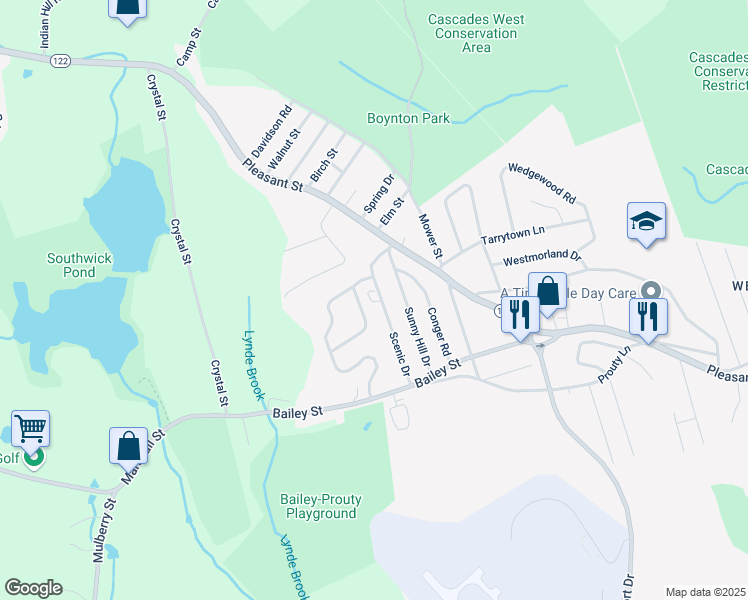 map of restaurants, bars, coffee shops, grocery stores, and more near 28 Quaker Road in Worcester