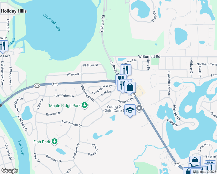 map of restaurants, bars, coffee shops, grocery stores, and more near 588 Nantucket Way in Island Lake