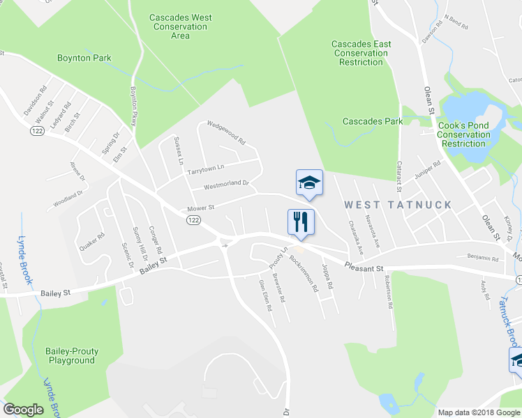 map of restaurants, bars, coffee shops, grocery stores, and more near 7 Rockwood Avenue in Worcester