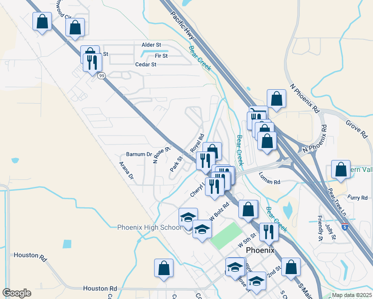 map of restaurants, bars, coffee shops, grocery stores, and more near 143 Walnut Way in Medford