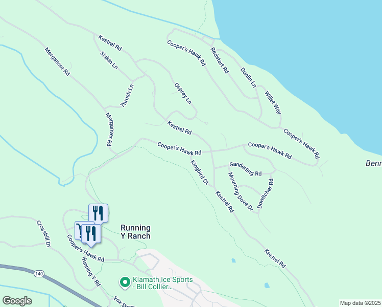 map of restaurants, bars, coffee shops, grocery stores, and more near Cooper's Hawk Road in Running Y Ranch