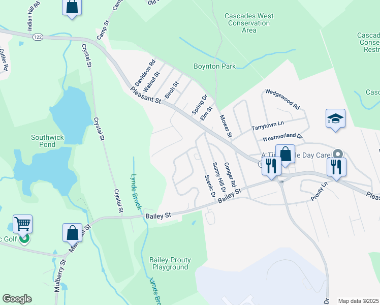 map of restaurants, bars, coffee shops, grocery stores, and more near 28 Quaker Road in Worcester