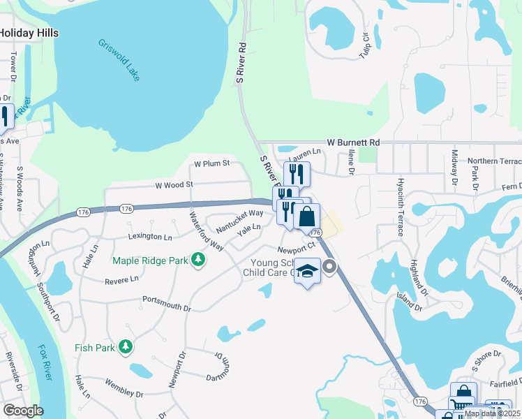 map of restaurants, bars, coffee shops, grocery stores, and more near 588 Nantucket Way in Island Lake