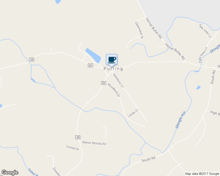 map of restaurants, bars, coffee shops, grocery stores, and more near 189 Woodland Drive in Purling