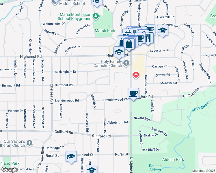 map of restaurants, bars, coffee shops, grocery stores, and more near 4219 Ostrander Road in Rockford