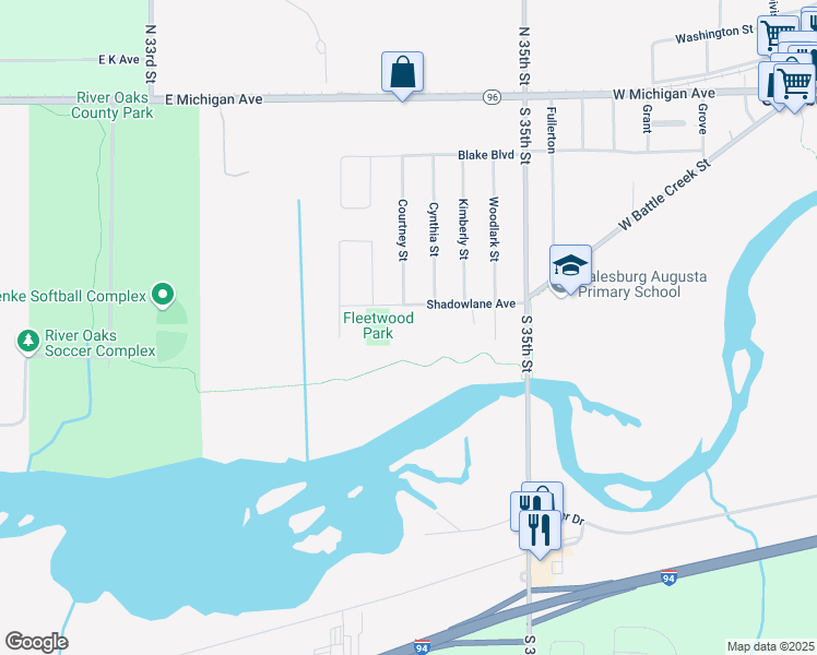 map of restaurants, bars, coffee shops, grocery stores, and more near 10000 Shadowlane Avenue in Galesburg