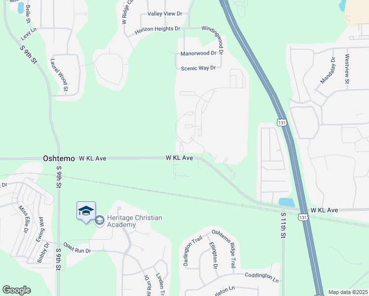 map of restaurants, bars, coffee shops, grocery stores, and more near 5943 Copper Beech Boulevard in Kalamazoo