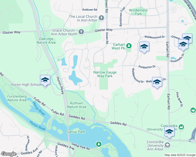 map of restaurants, bars, coffee shops, grocery stores, and more near 608 Green Road in Ann Arbor