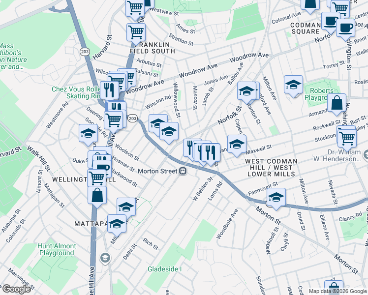 map of restaurants, bars, coffee shops, grocery stores, and more near 31 Hannon Street in Boston