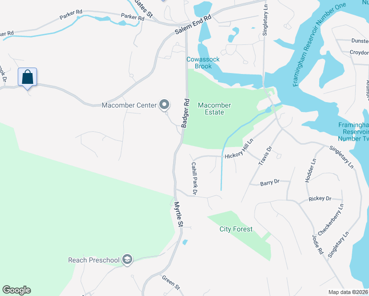 map of restaurants, bars, coffee shops, grocery stores, and more near 22 Cahill Park Drive in Framingham