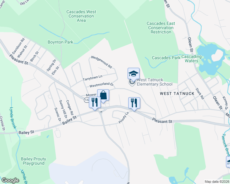 map of restaurants, bars, coffee shops, grocery stores, and more near 353 Mower Street in Worcester