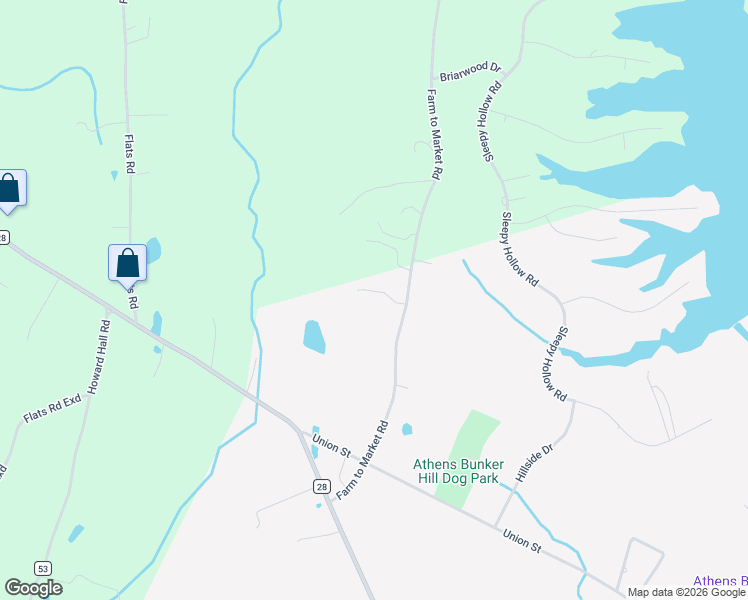 map of restaurants, bars, coffee shops, grocery stores, and more near 191 Farm to Market Road in Athens