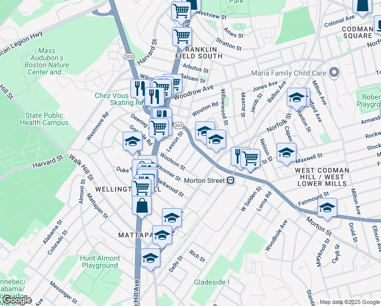 map of restaurants, bars, coffee shops, grocery stores, and more near 17 Sutton Street in Boston