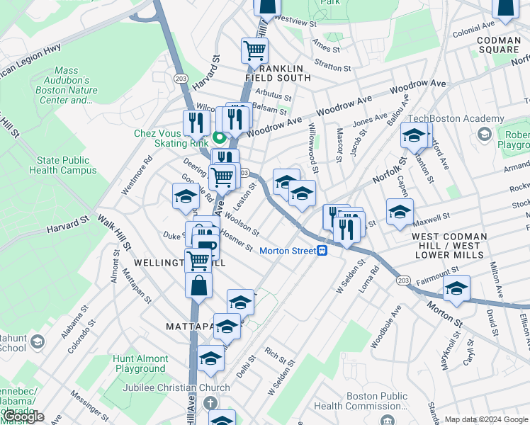 map of restaurants, bars, coffee shops, grocery stores, and more near 17 Sutton Street in Boston