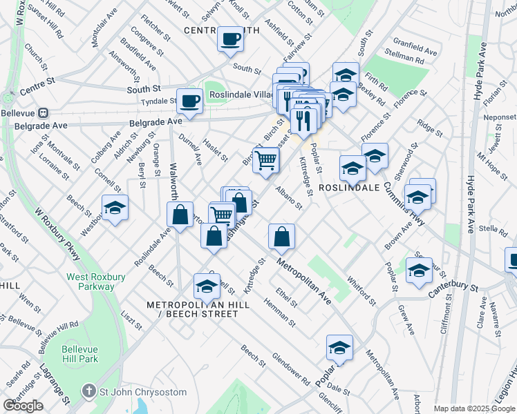 map of restaurants, bars, coffee shops, grocery stores, and more near 65 Cliftondale Street in Boston