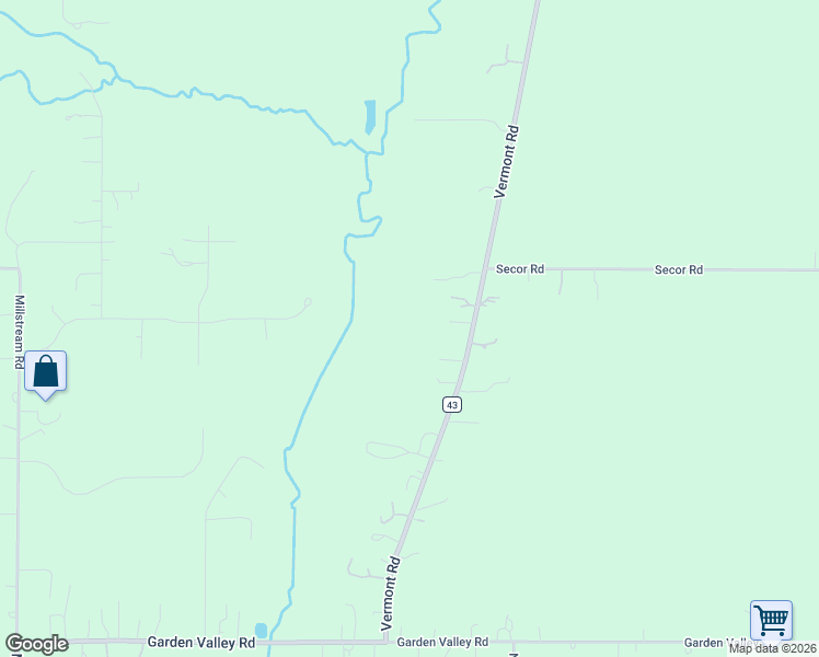 map of restaurants, bars, coffee shops, grocery stores, and more near 3307 Vermont Road in Woodstock